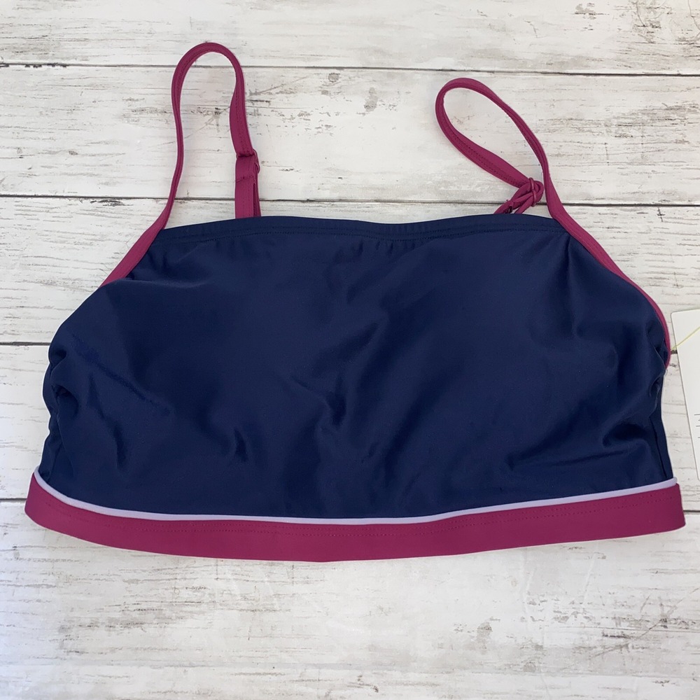 All‎ In Motion Bikini Top Womens Medium Blue Pink Navy Swim Target NEW Cutout M